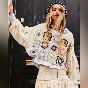 Free People Dahlia Crochet Pullover Size XS NWOT